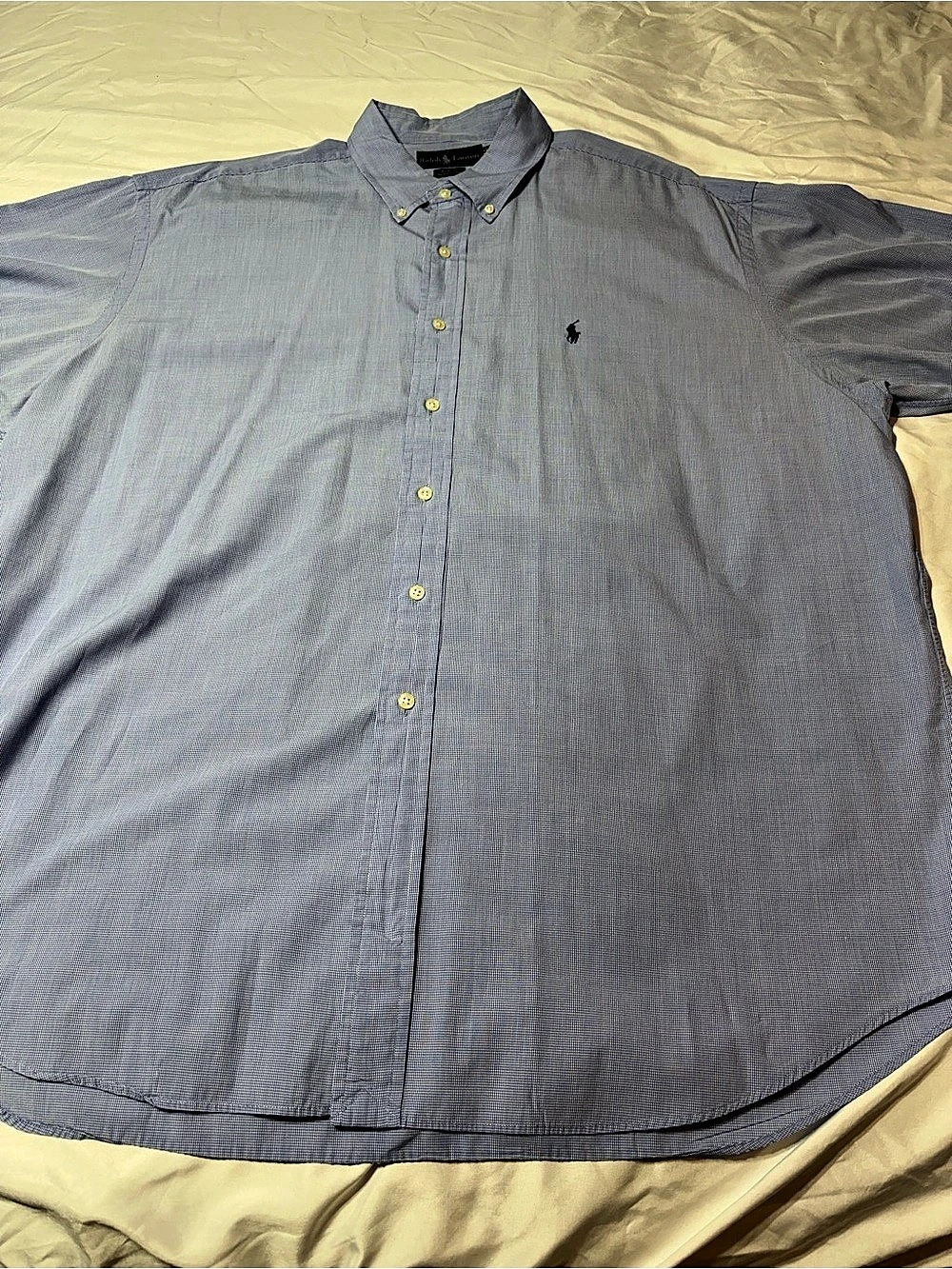 Polo Ralph Lauren Blake Shirt 2XL Short Sleeve Button Down Light Blue Gingham